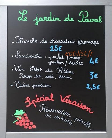 Le Jardin de Paval — carte page 1