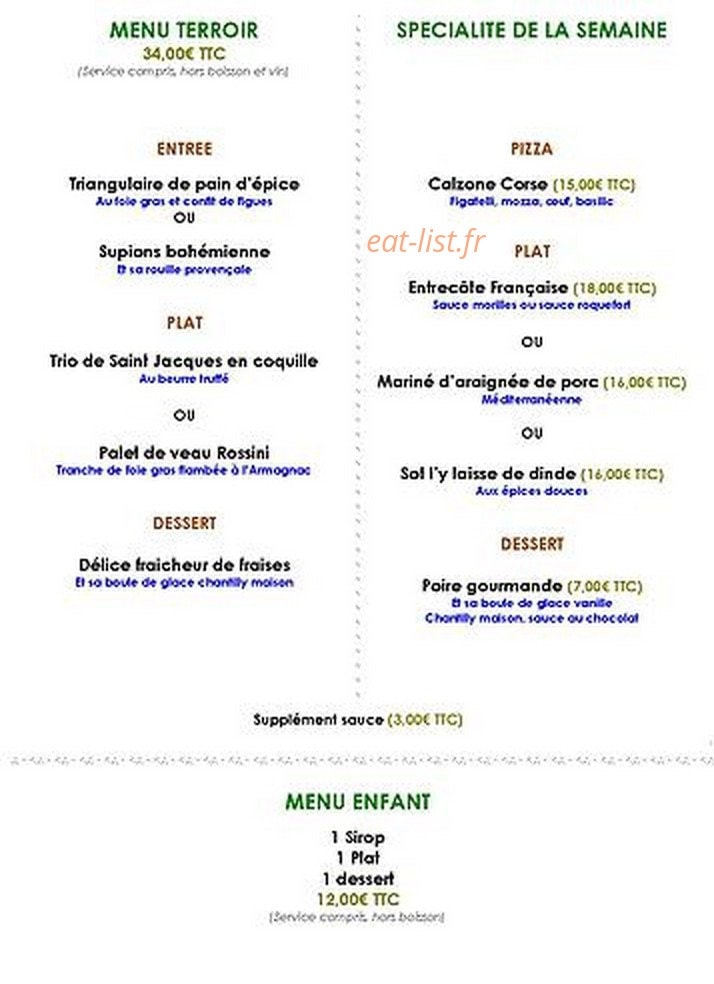 Carte et menu de Domaine Saint Victor à La Tour d'Aigues — Les menus