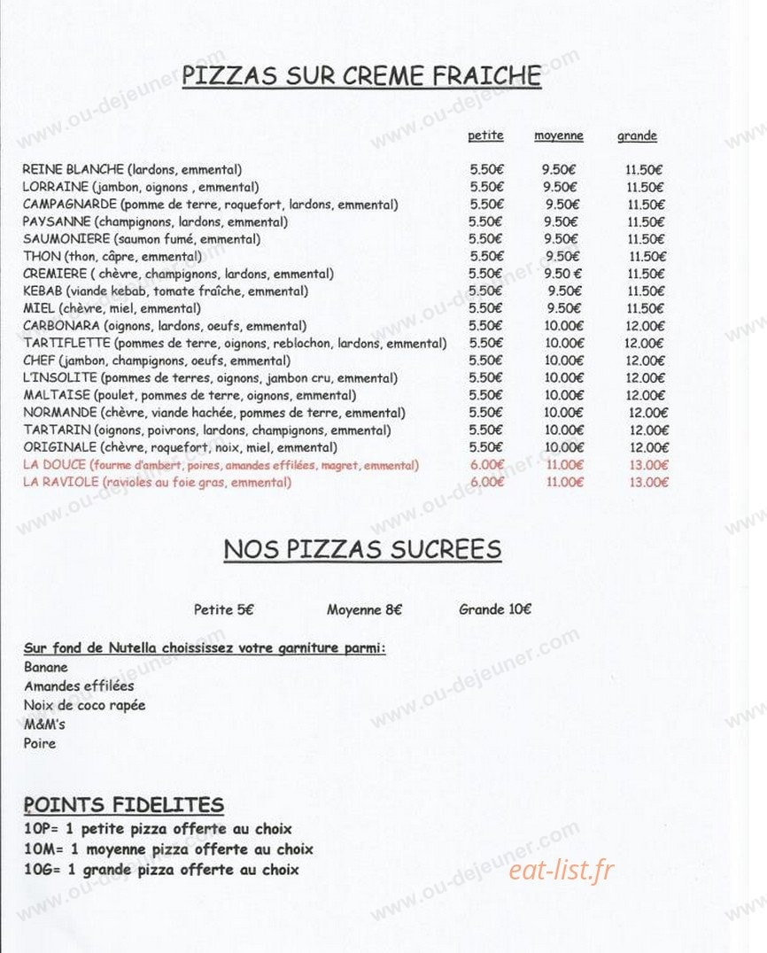 Le coin à pizza — carte page 2