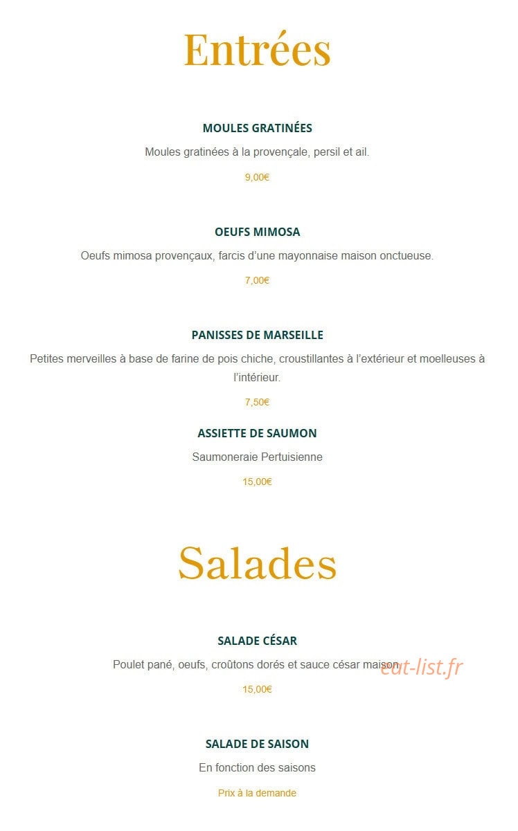 Bistro Launa — carte page 1