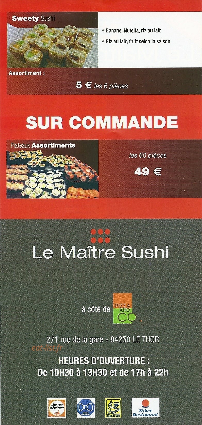 Le Maître Sushi — carte page 3