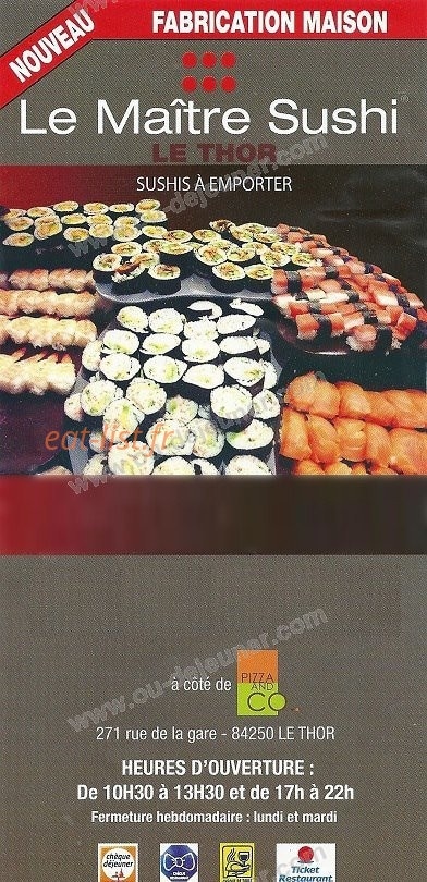 Le Maître Sushi — carte page 1