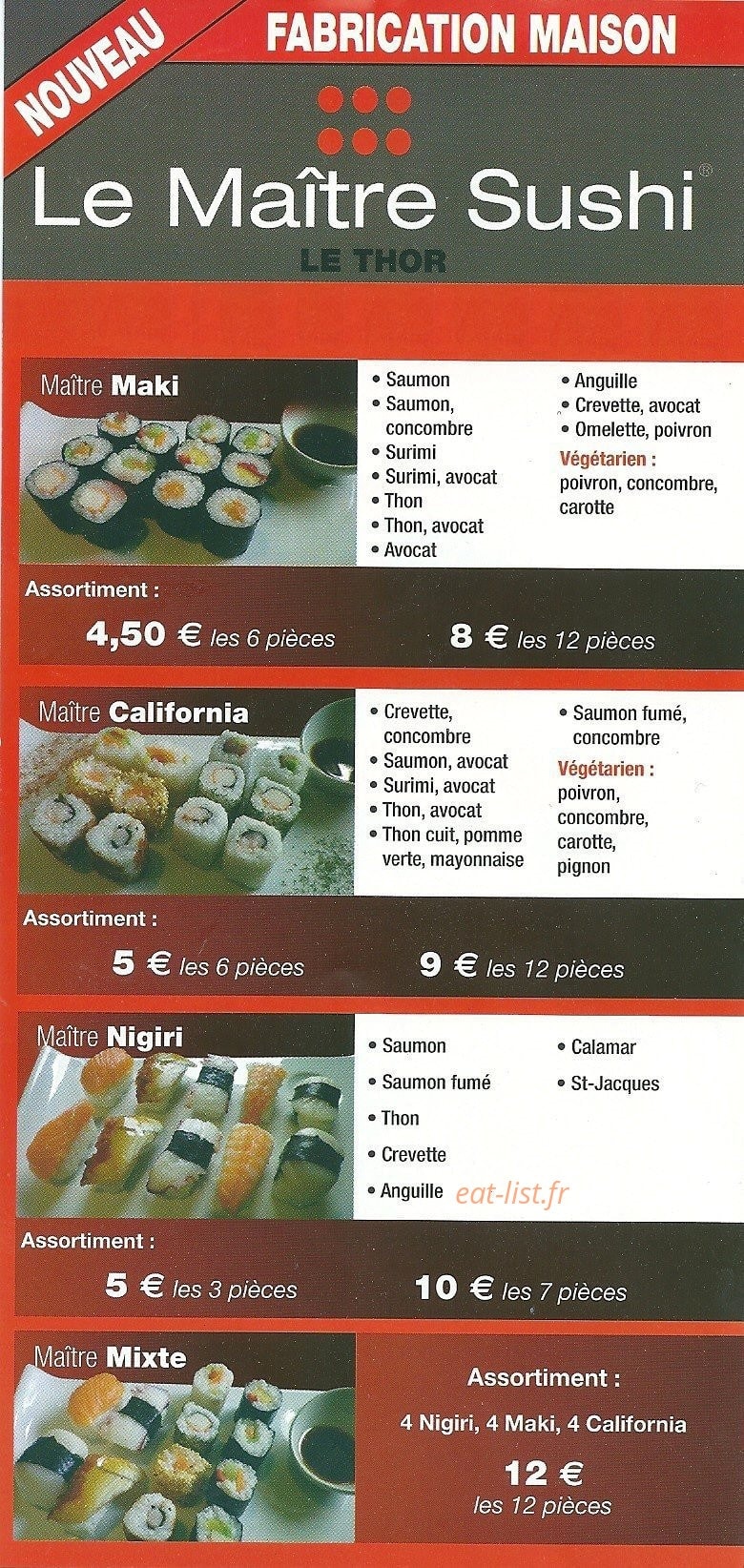 Le Maître Sushi — carte page 2