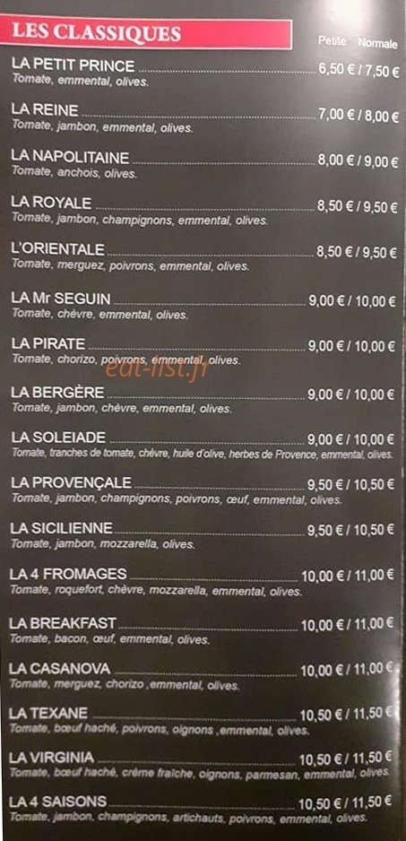 Pizza Folie's — carte page 2