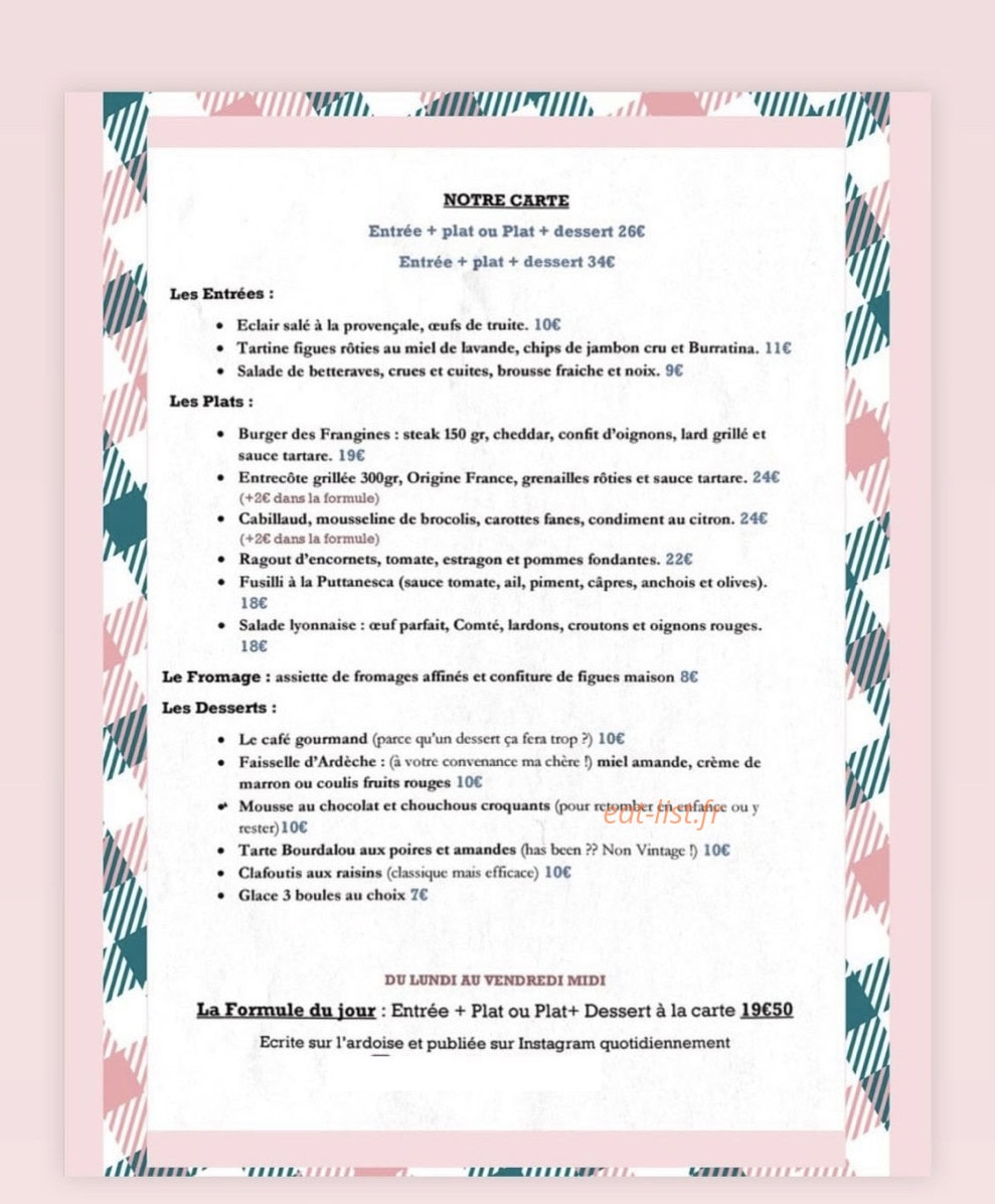 Comptoir des Frangines — carte page 1