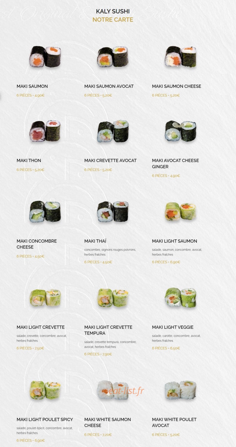 Kaly sushi — carte page 11