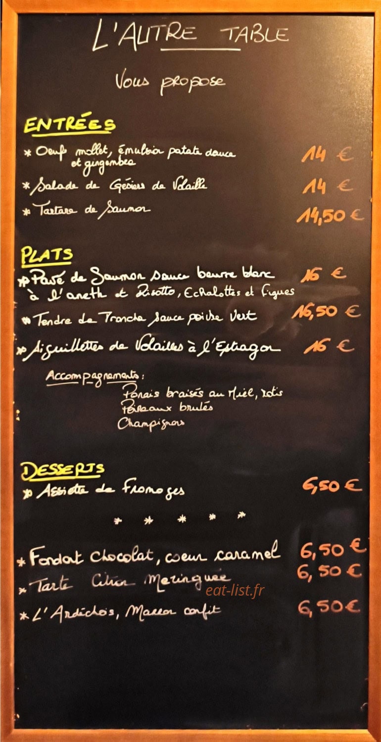 L'Autre Table — carte page 7