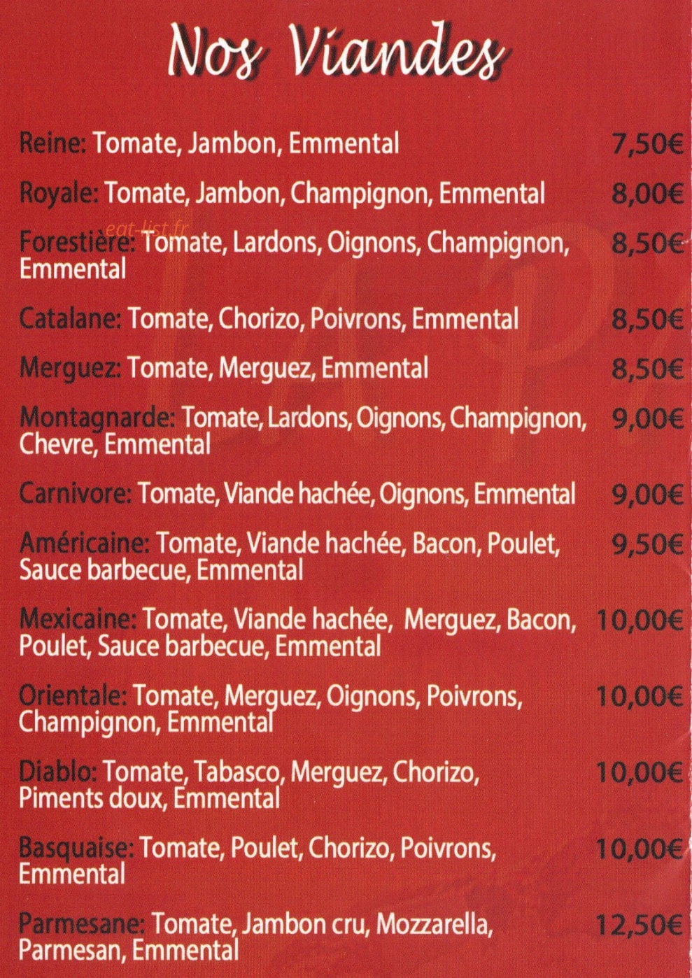 La pate pizza — carte page 7