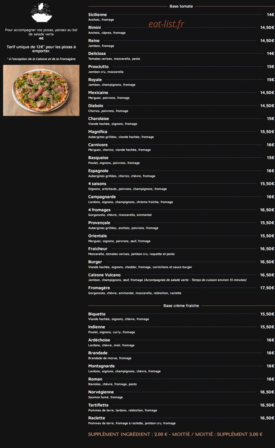 La Pizza — carte page 1