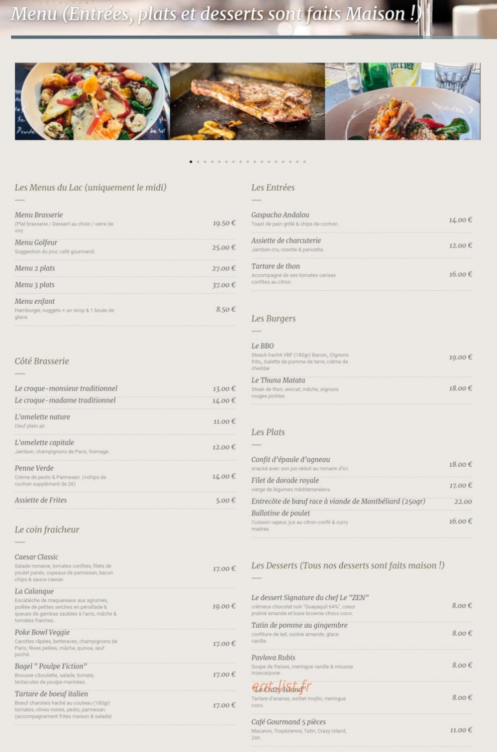 Les Terrasses du Lac — carte page 1