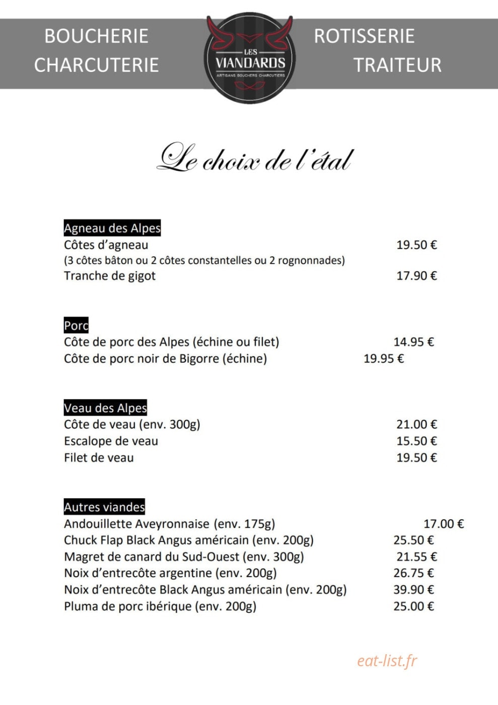 Les viandards — carte page 2
