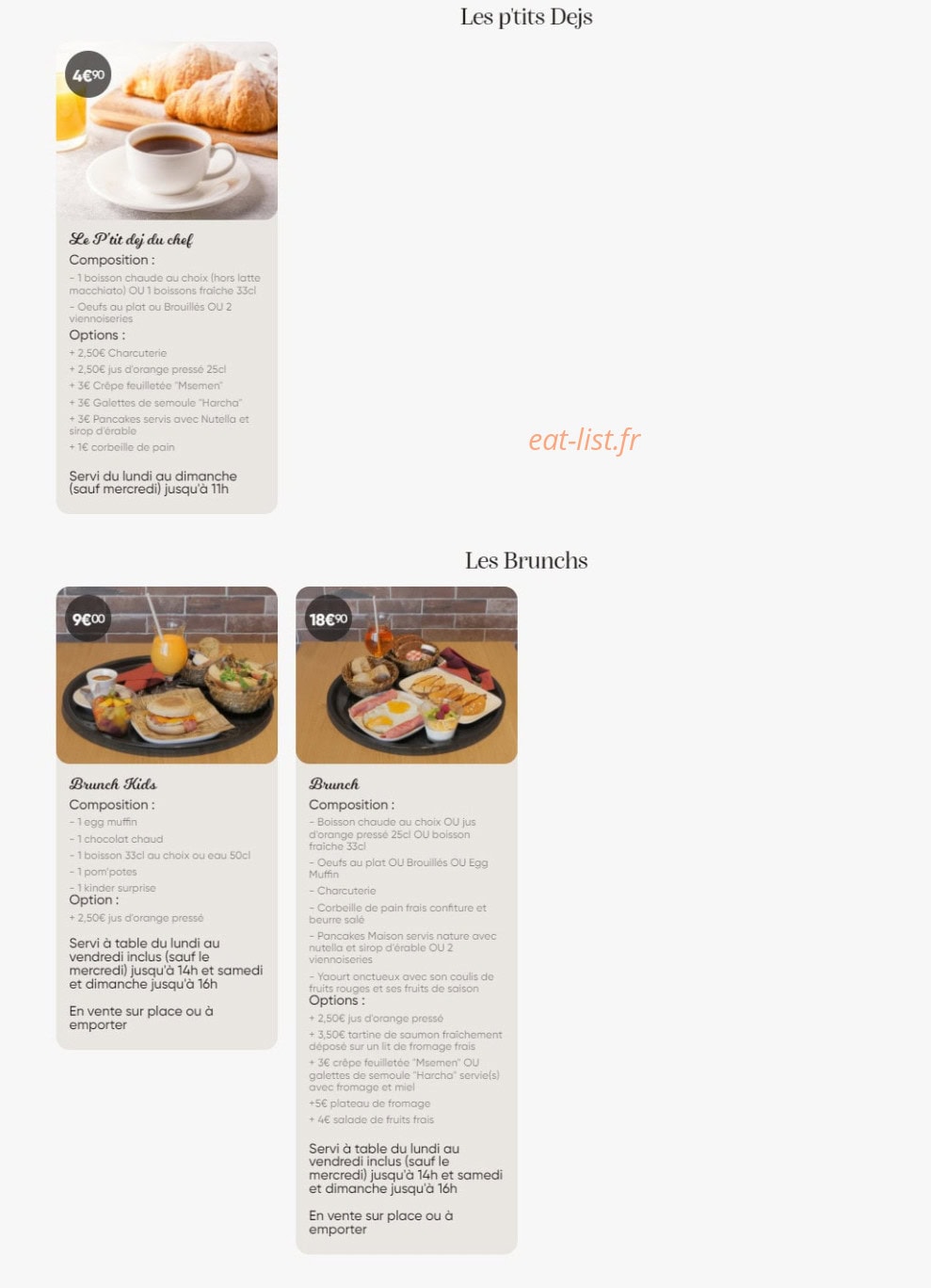 O'resto & café — carte page 1