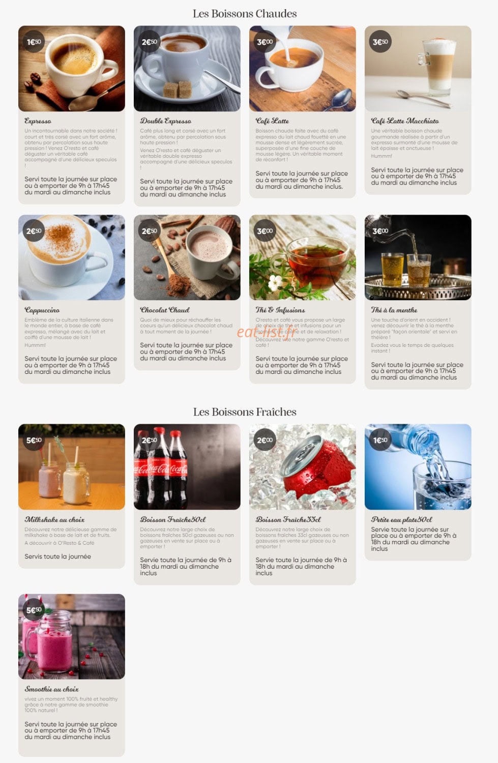 O'resto & café — carte page 6