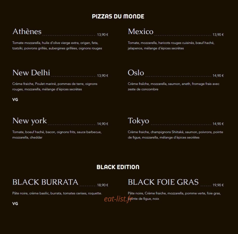 Pizzas du monde — carte page 2