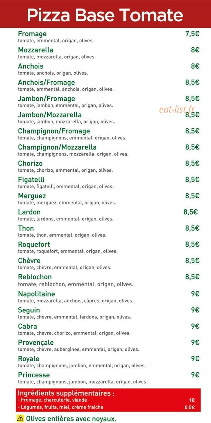 Cairanne Pizza — carte page 2