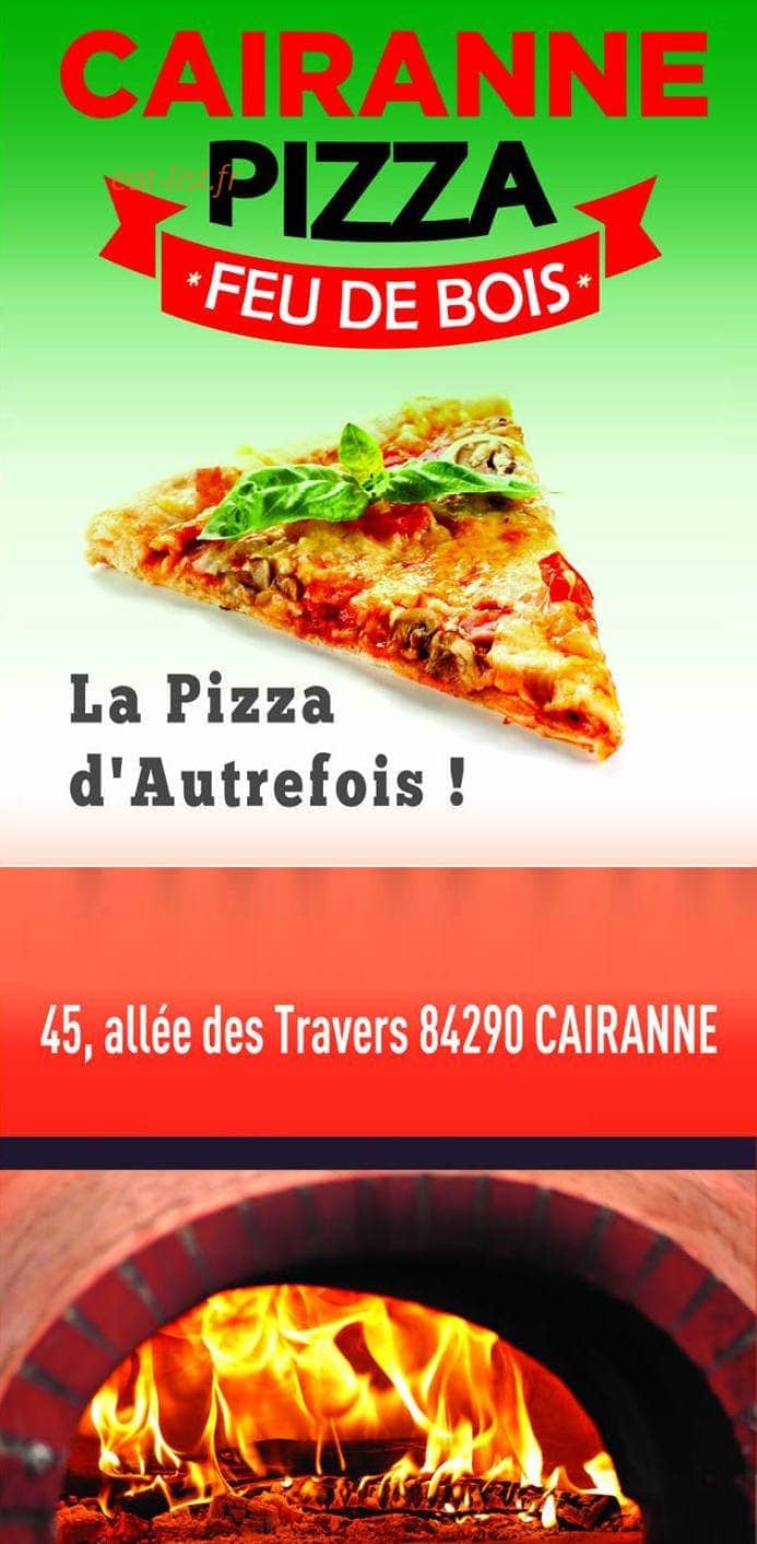 Cairanne Pizza — carte page 1