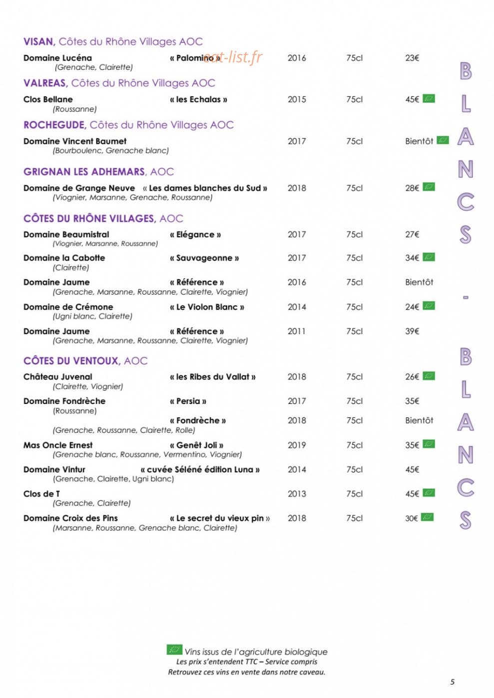 Côteaux et  Fourchettes — carte page 9
