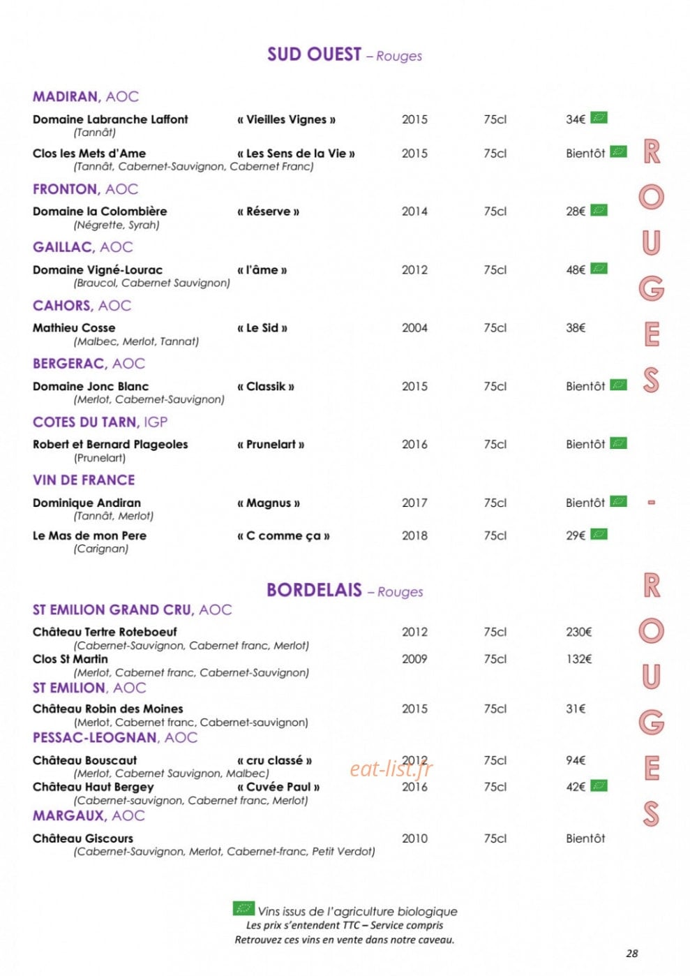 Côteaux et  Fourchettes — carte page 32