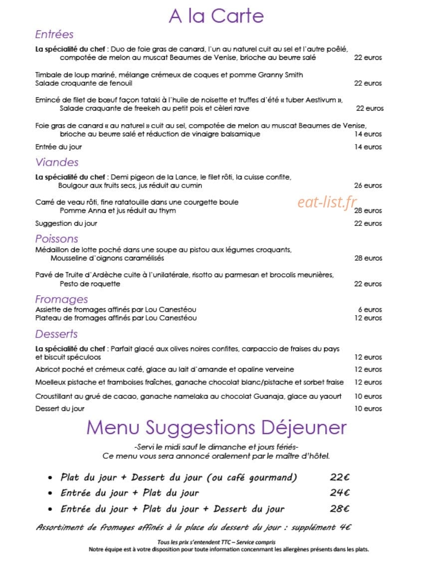 Côteaux et  Fourchettes — carte page 4