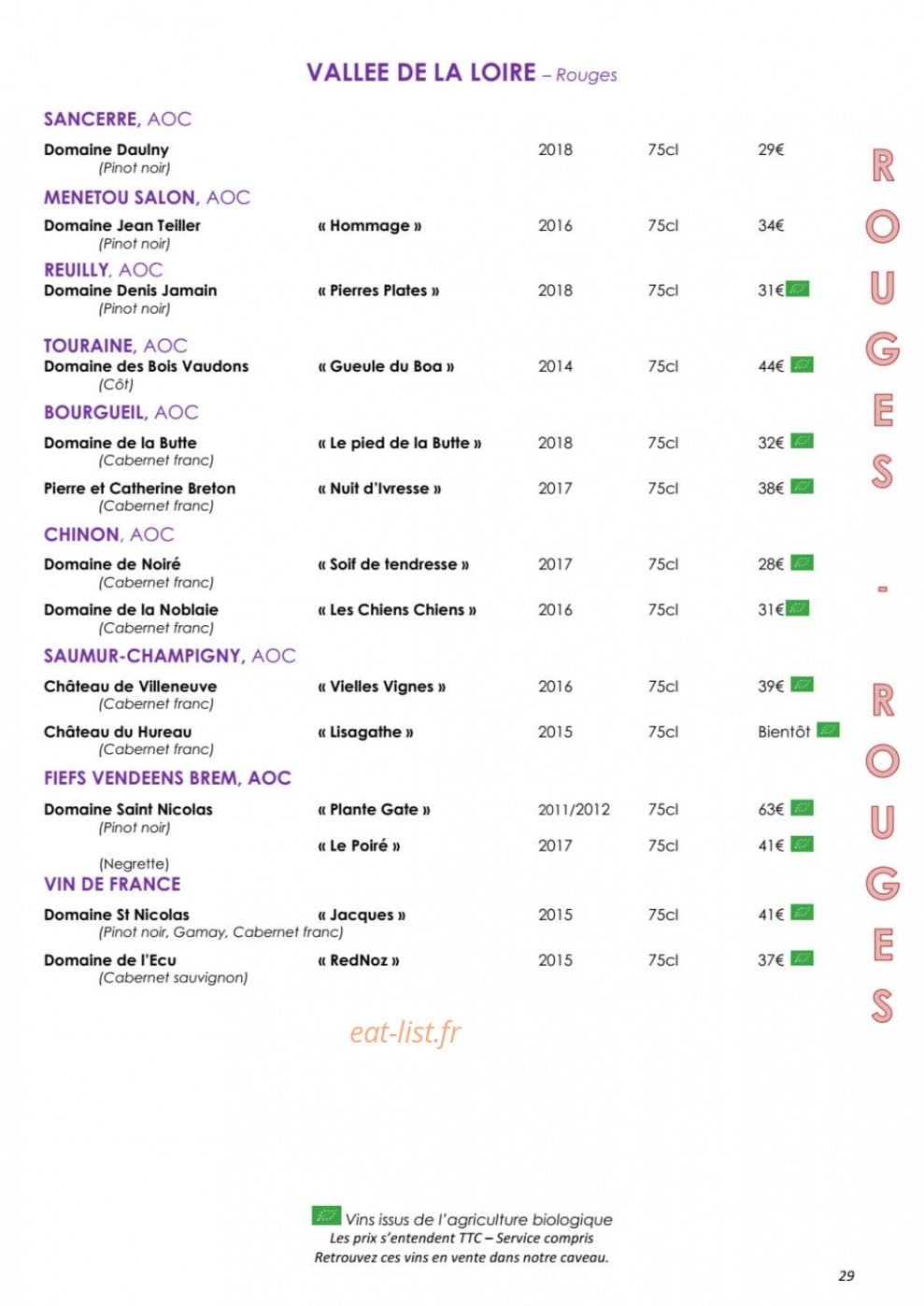Côteaux et  Fourchettes — carte page 33