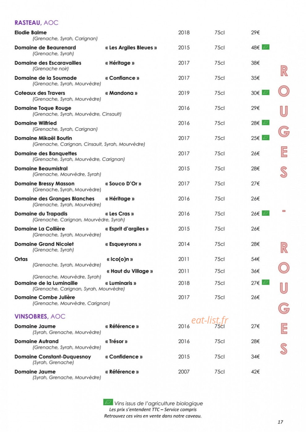 Côteaux et  Fourchettes — carte page 21