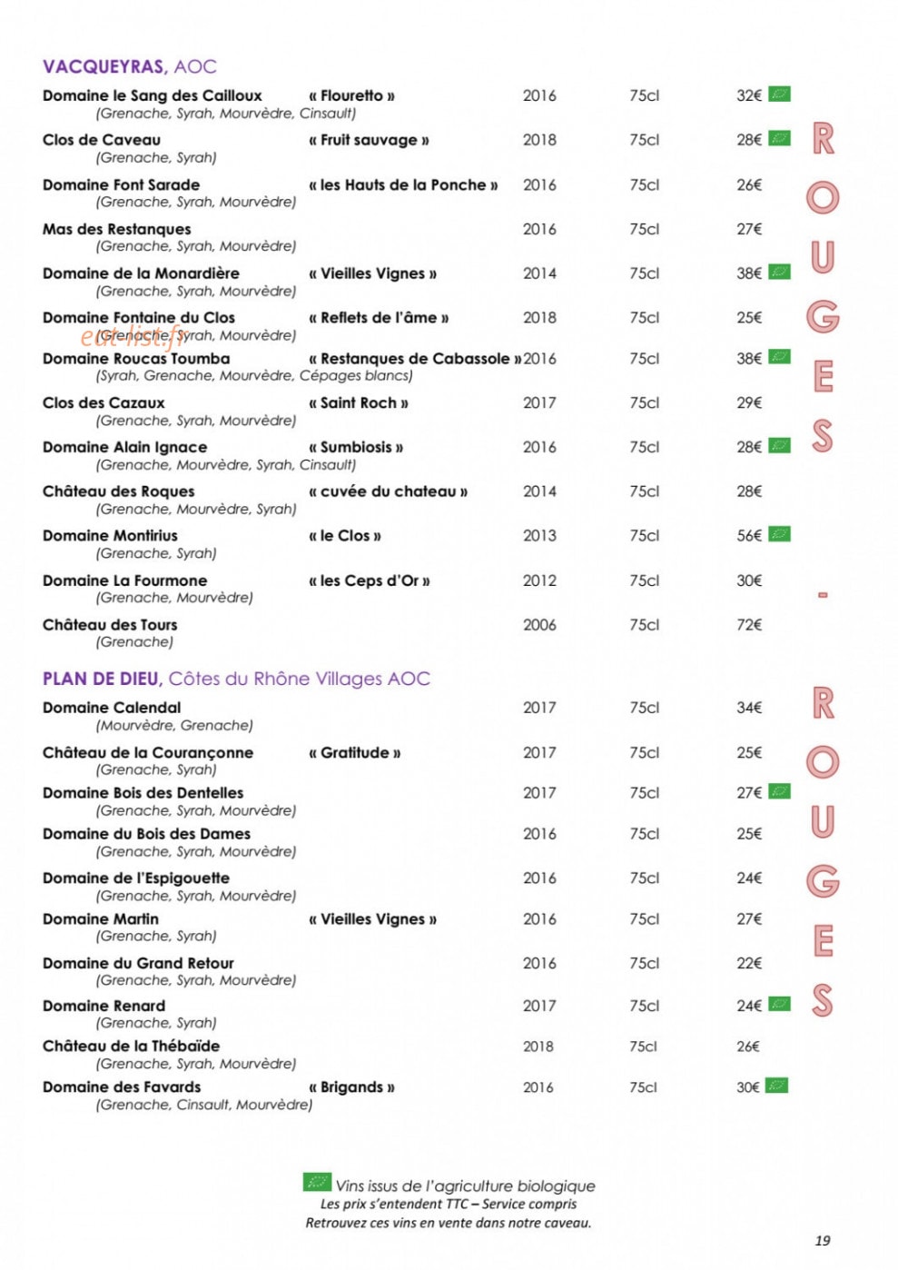 Côteaux et  Fourchettes — carte page 23