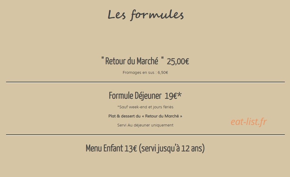 Carte et menu de Campagne,Vignes et Gourmandises à Sainte Cecile les Vignes — Formules