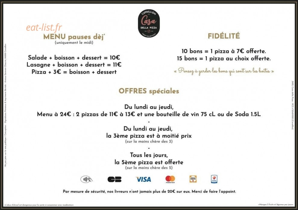 Casa Della Pizza — carte page 4