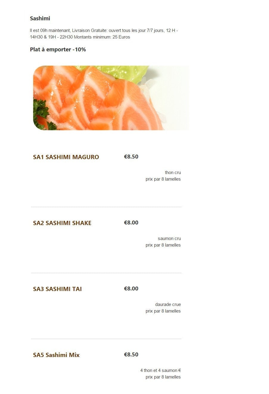 Garden Sushi — carte page 24
