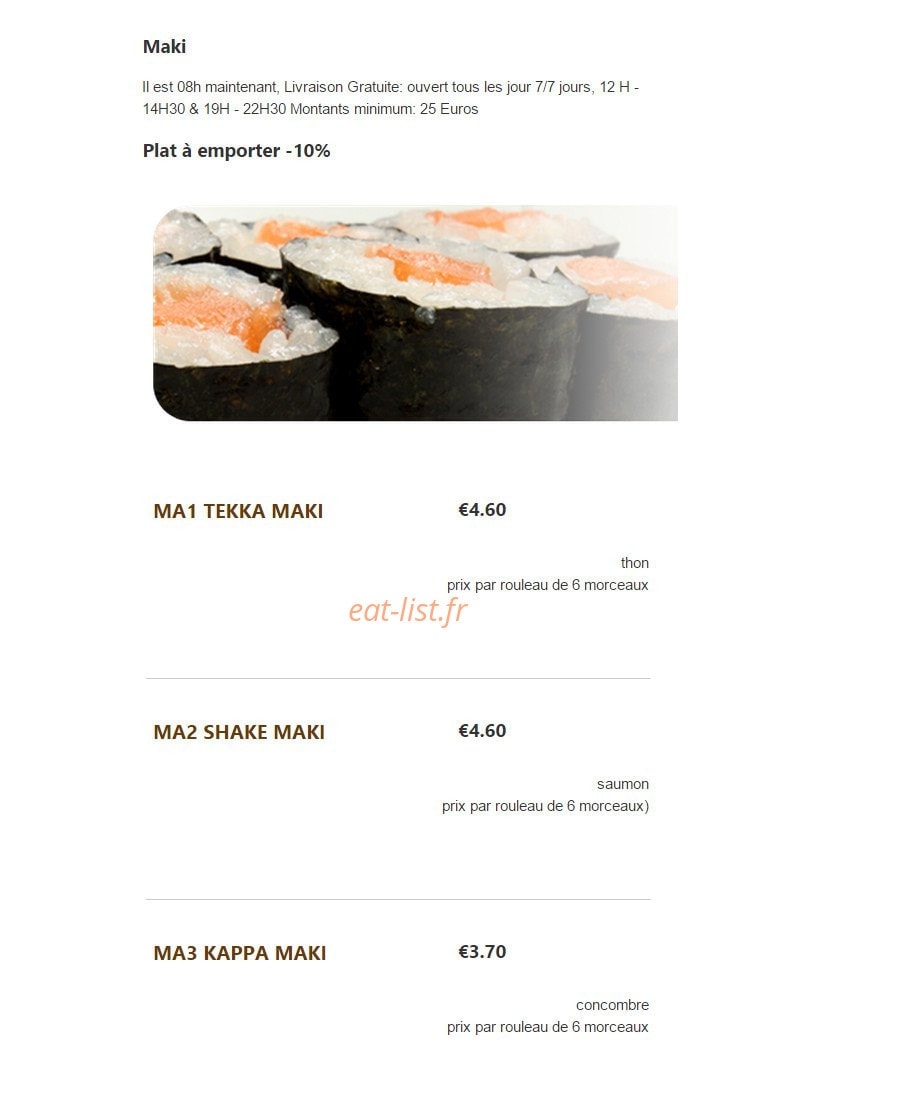 Garden Sushi — carte page 18