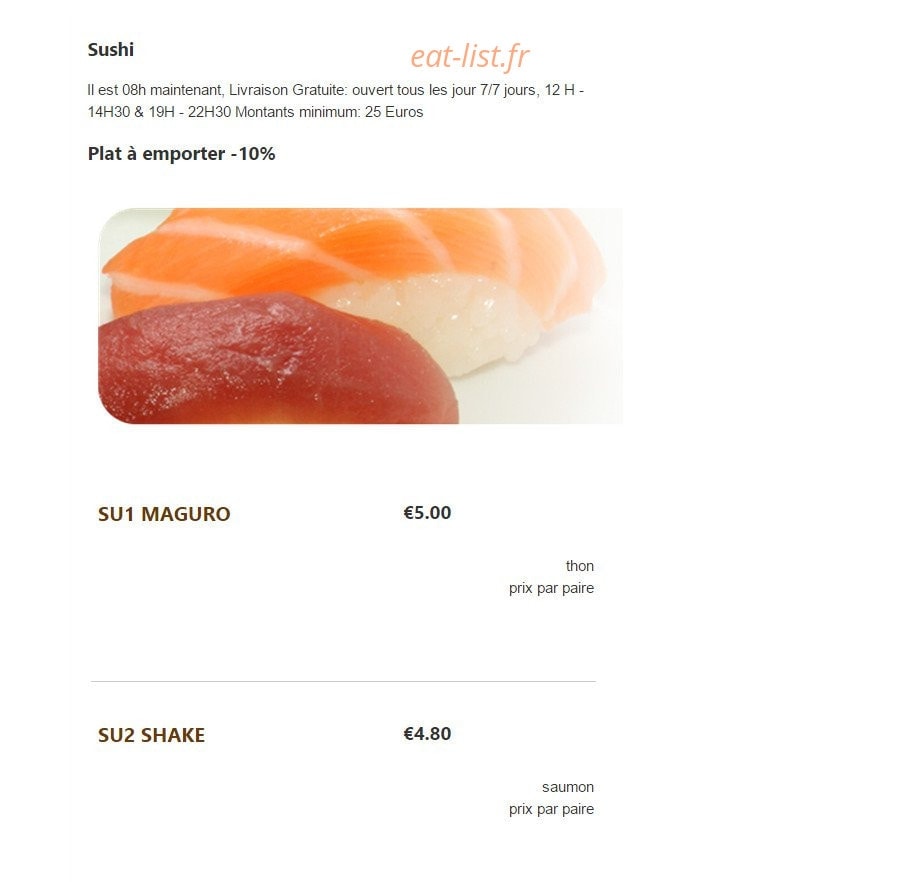 Garden Sushi — carte page 22