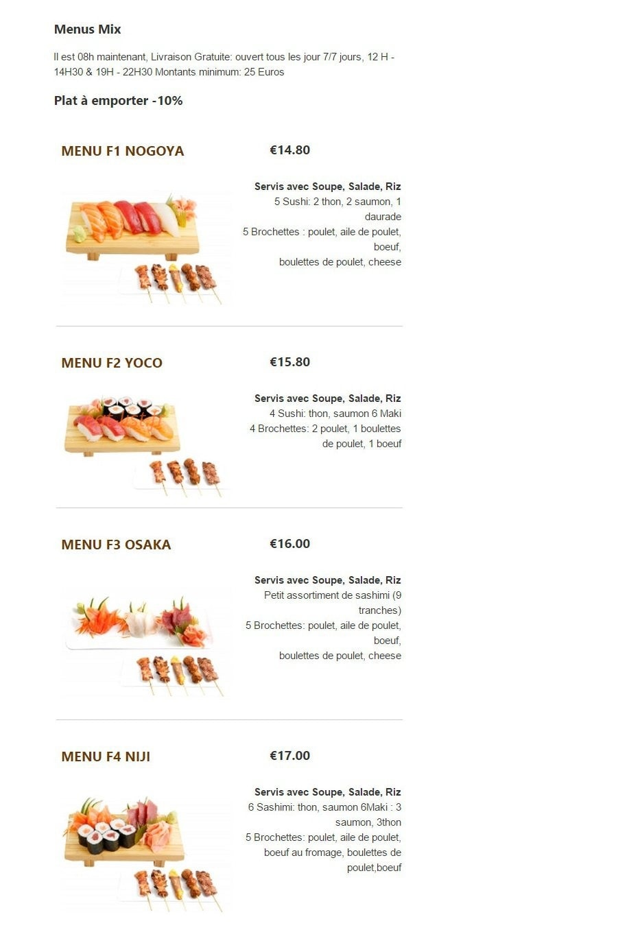 Garden Sushi — carte page 8