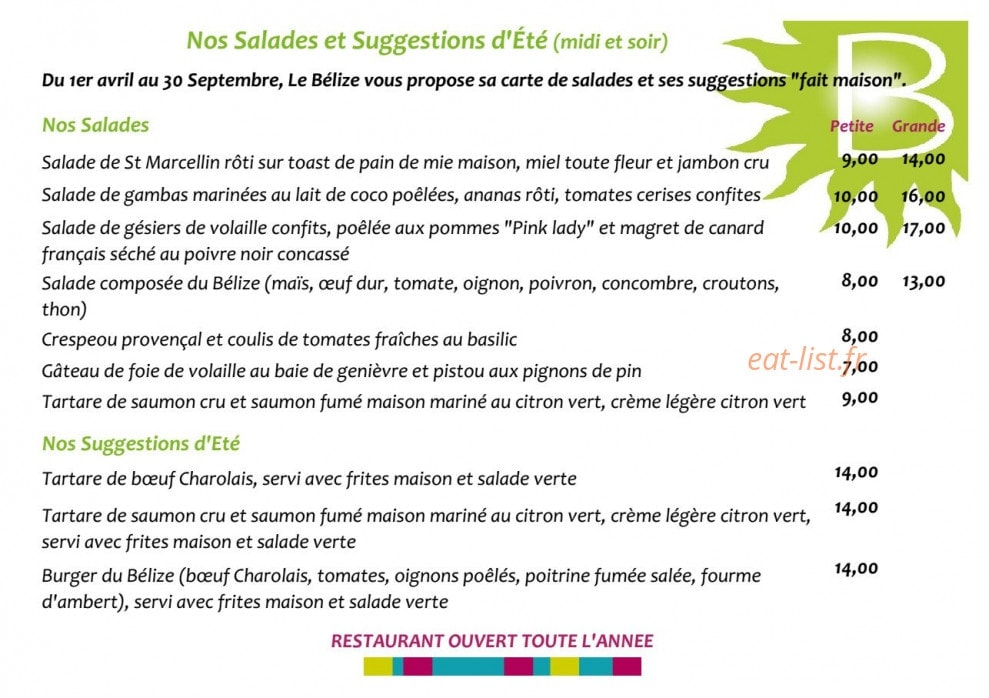 Le Bélize — carte page 2