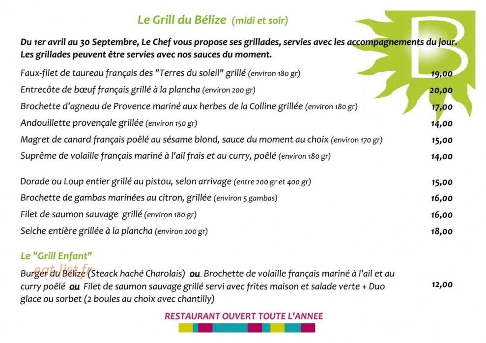 Le Bélize — carte page 1