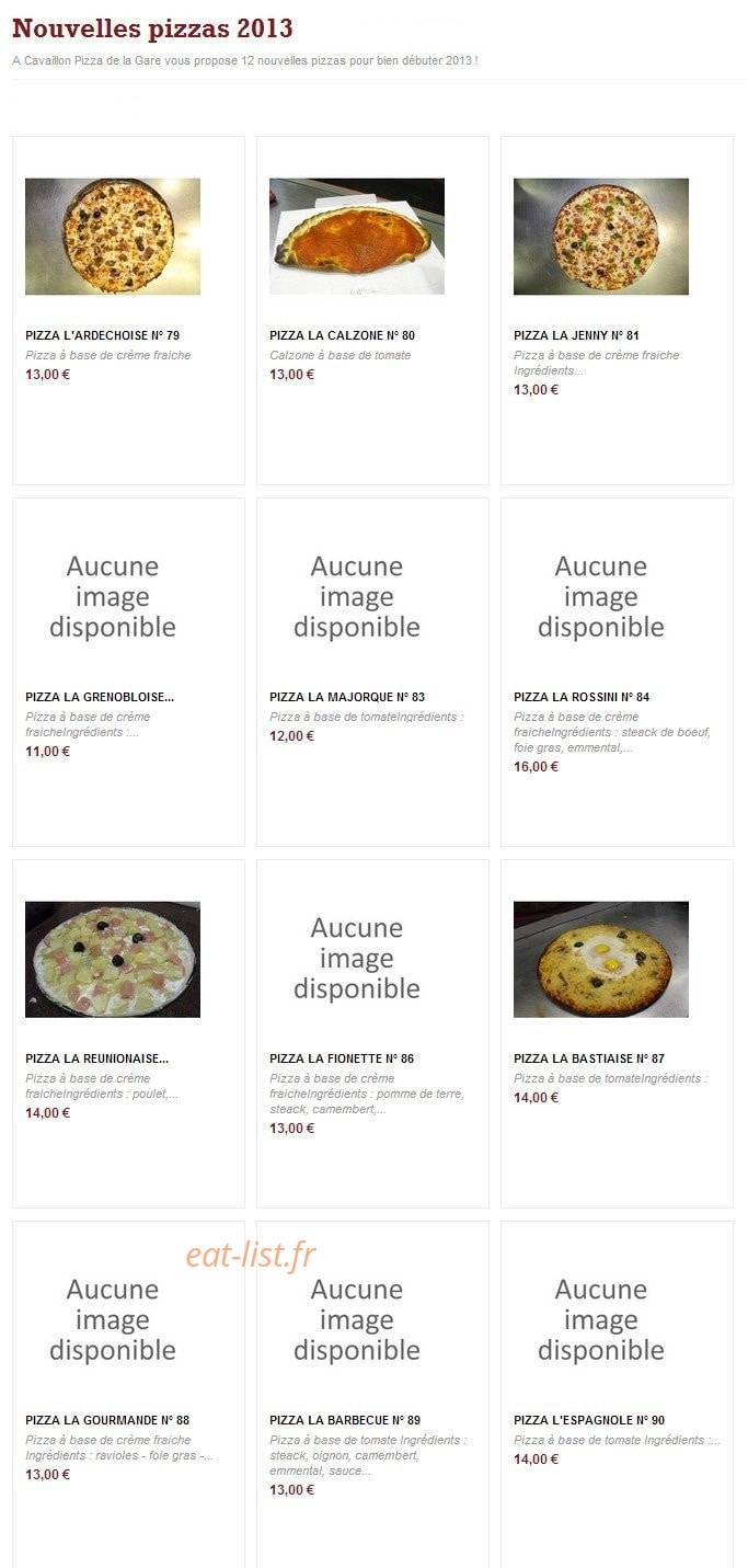 Pizza de la gare — carte page 1