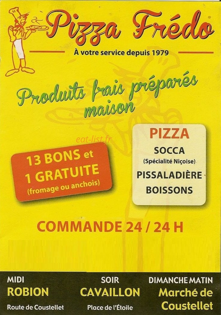 Pizza Fredo — carte page 1