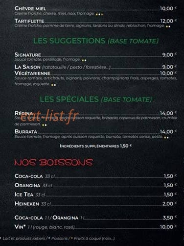 Pizza's station — carte page 3