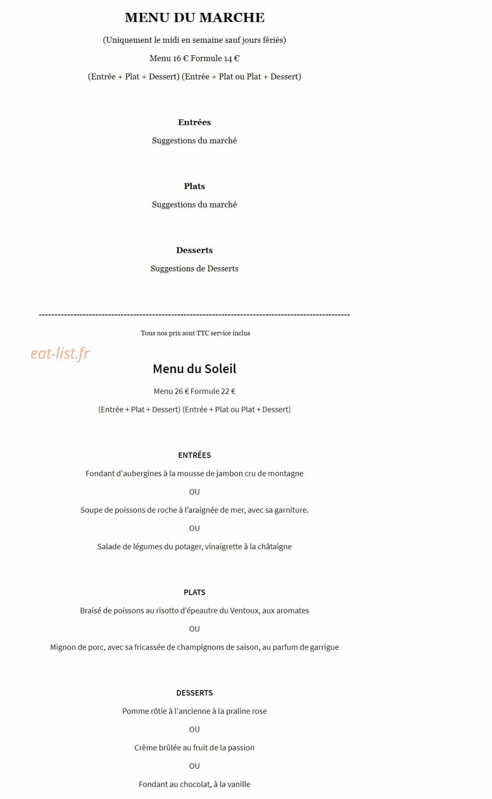 Relais Des Saveurs — carte page 1