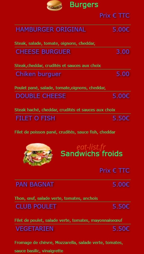 Sports Bar — carte page 2