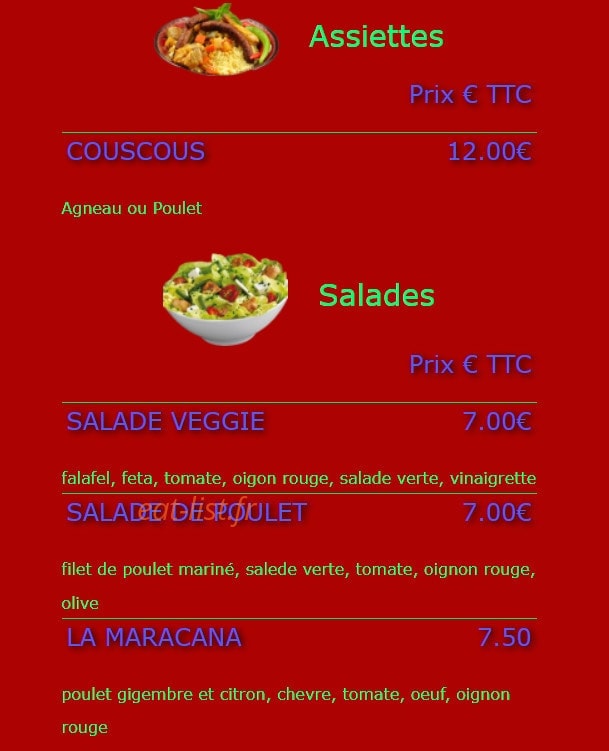 Sports Bar — carte page 4