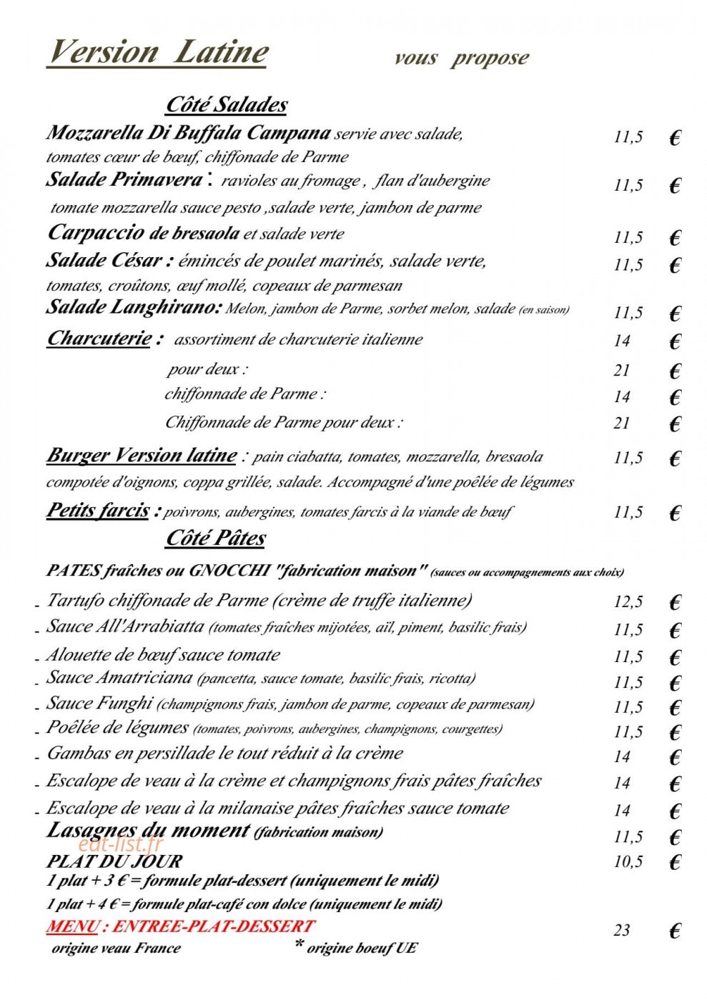 Version Latine — carte page 1
