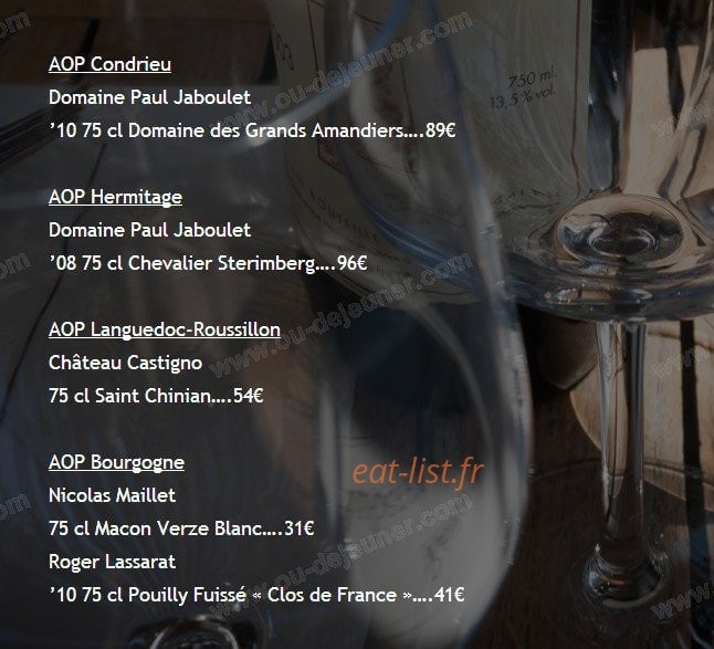 L'Auberge des Carrières — carte page 6