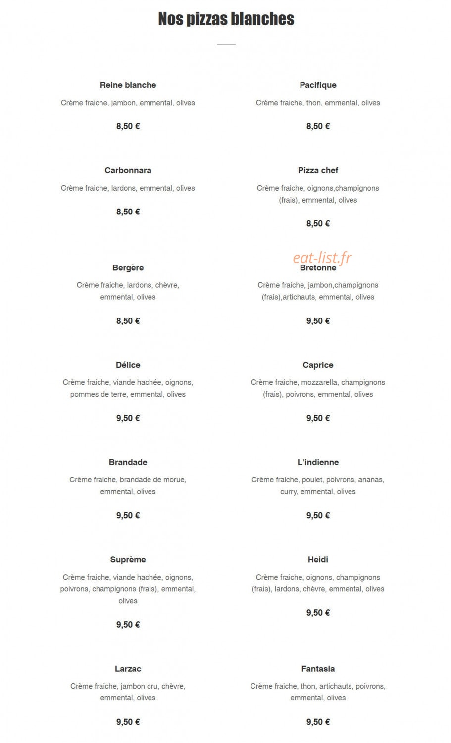 J & J Pizza — carte page 4