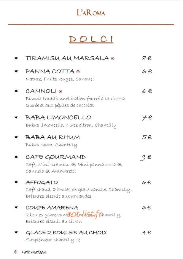 L'aroma — carte page 5