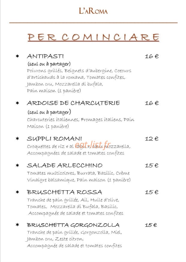 L'aroma — carte page 1