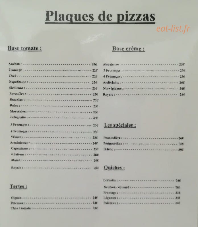 Le Traditionnel — carte page 1