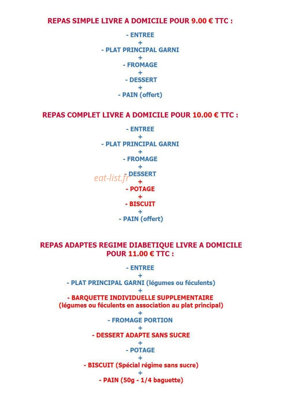 Repas Service Traiteur — carte page 1