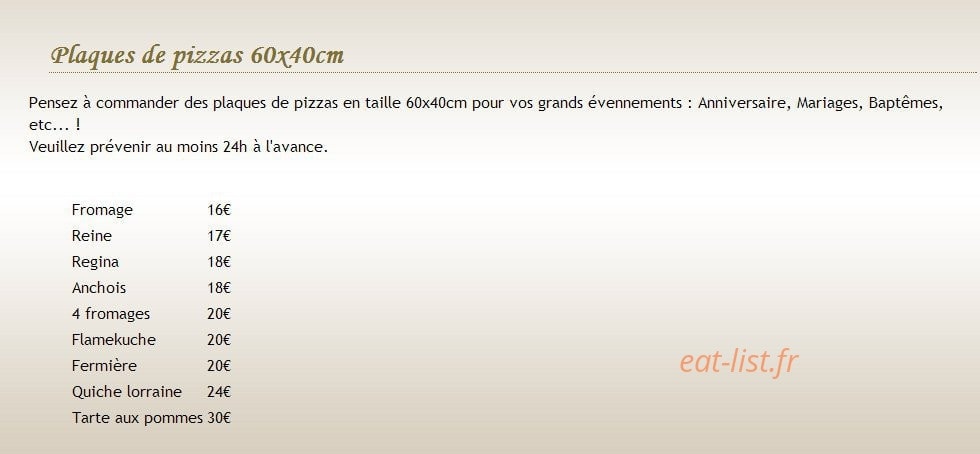 Carte et menu de Au Paradizzio Pizzas à Entraigues sur la Sorgue — Les plaques de pizzas