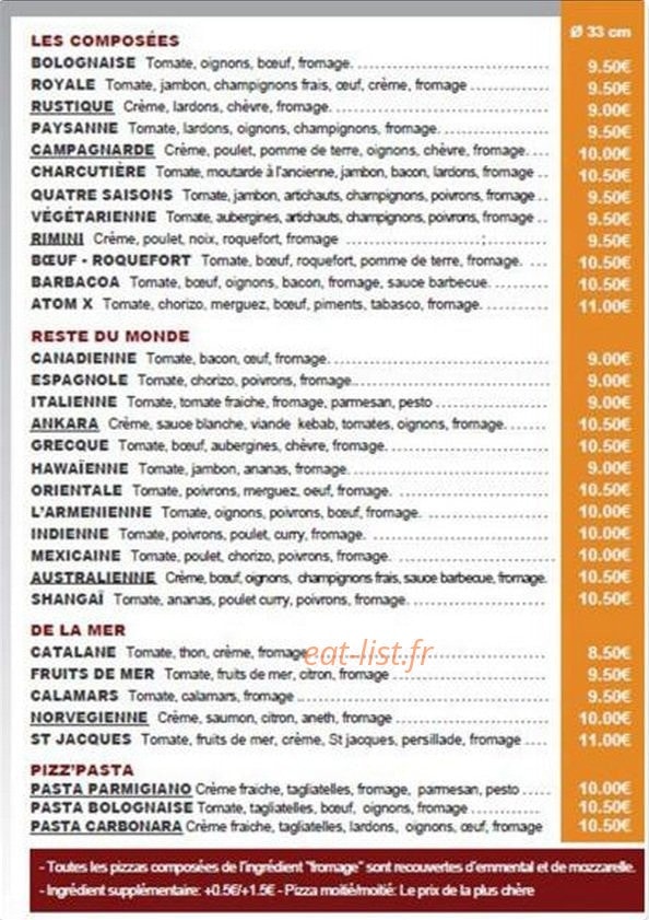 Gusto Pizza — carte page 3