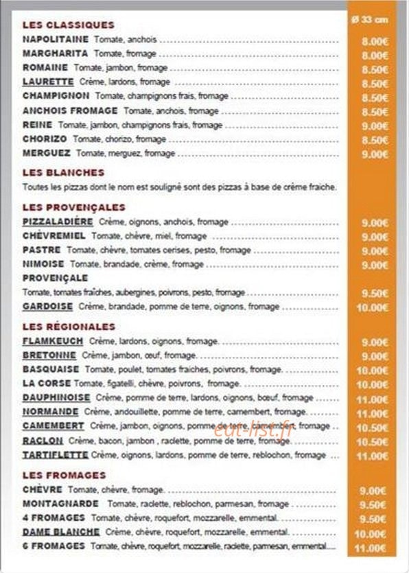 Gusto Pizza — carte page 2